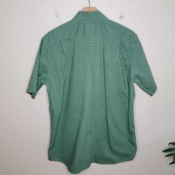 L.L.Bean | Green Checkered Short Sleeve Shirt Wrinkle Free Traditional Fit - Picture 5 of 5